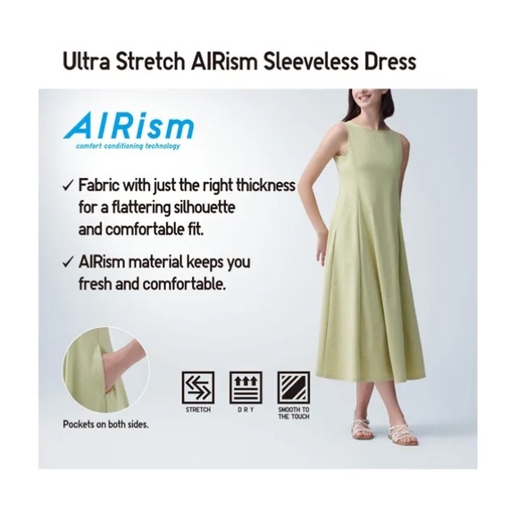 UNIQLO EXTRA STRETCH AIRism SLEEVELESS DRESS - Picture 3 of 6